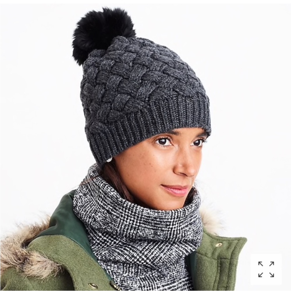 J.Crew Women's Beanie Pom Pom Hat One size Gray
